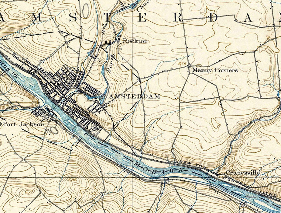 1895 Topo Map of Amsterdam New York Quadrangle