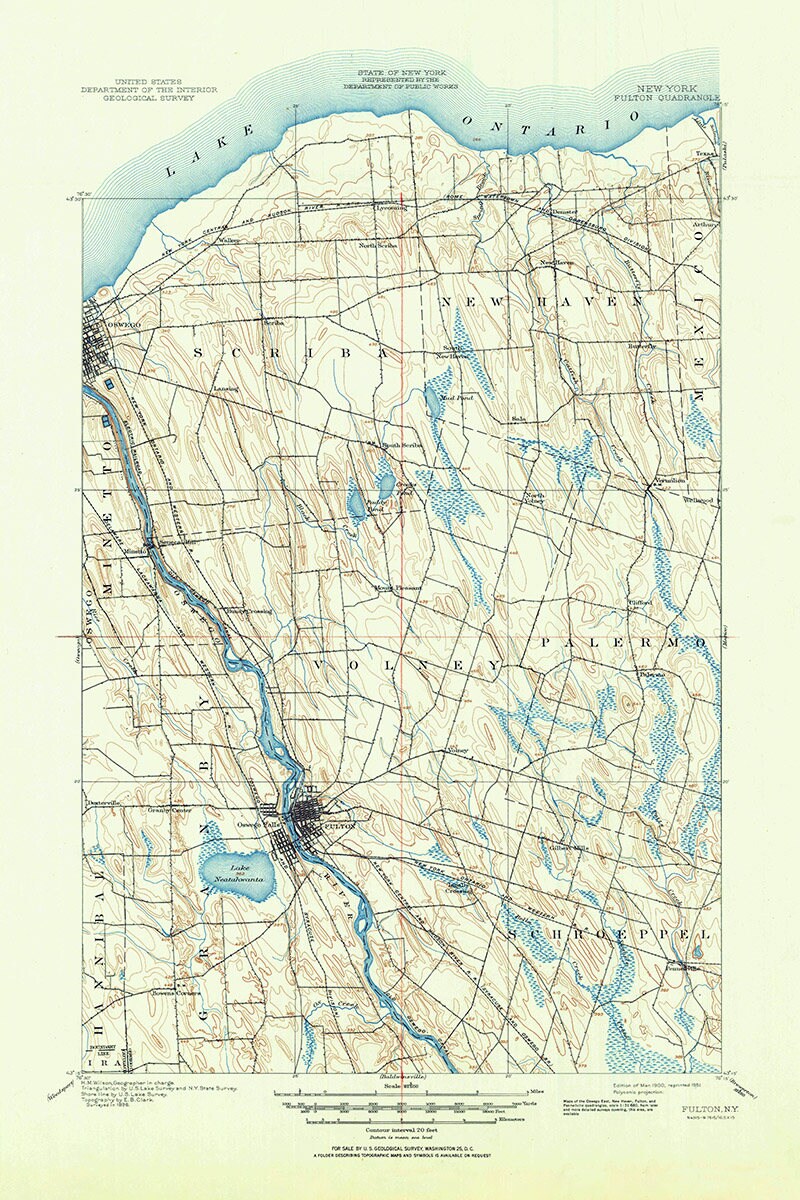 1895 Topo Map of Fulton New York Quadrangle