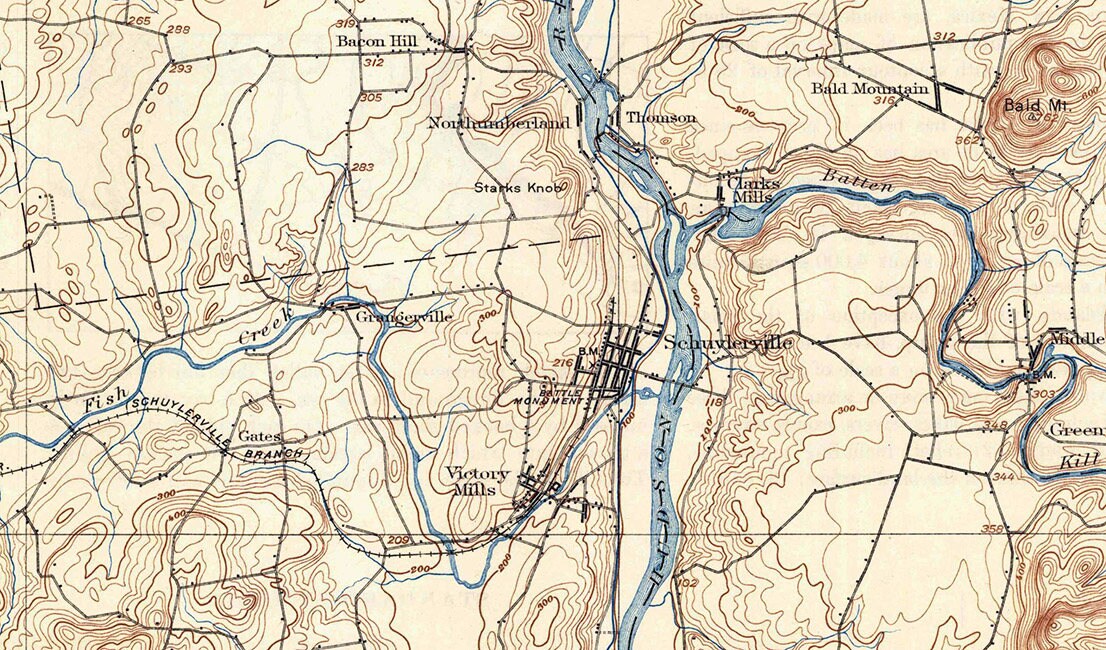 1895 Topo Map of Schuylerville New York Quadrangle