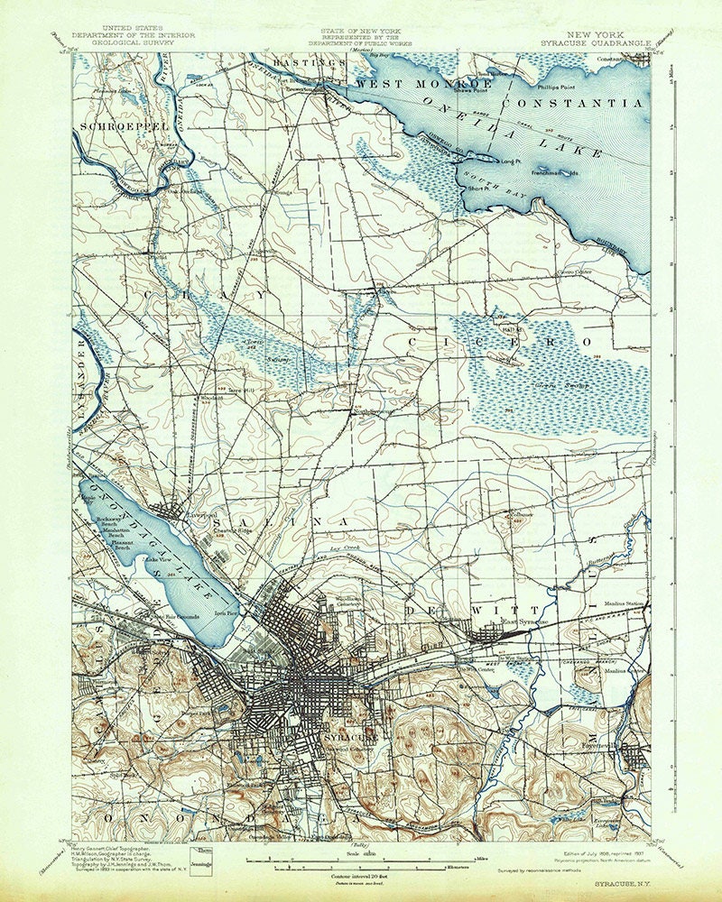 1898 Topo Map of Syracuse New York Quadrangle