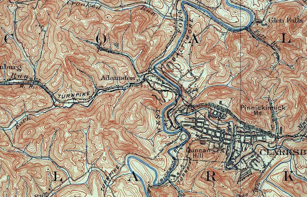 1902 Topo Map of Clarksburg West Virginia Quadrangle
