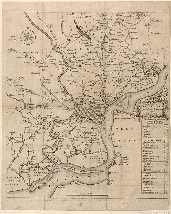 1753 Map of Philadelphia Pennsylvania