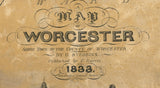 1833 Map of Worcester Worcester County Mass