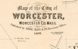 1878 Map of Worcester Worcester County Mass