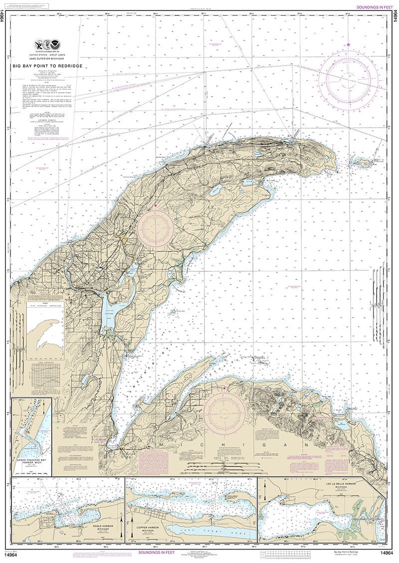 2014 Nauitical Map of Lake Superior & Keweenaw Penninsula