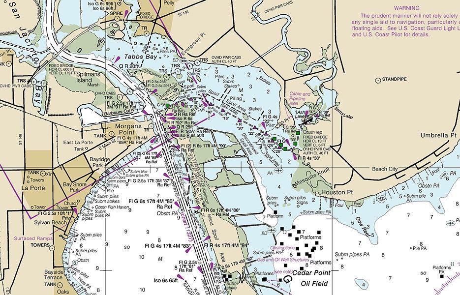 2016 Nautical Map of Galveston Bay Texas