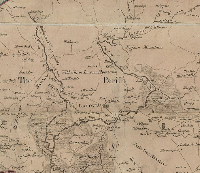 1763 Map of Cornwall County Jamaica