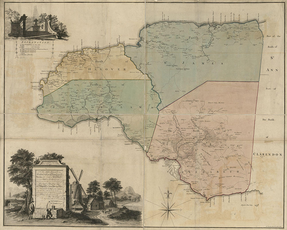 1763 Map of Cornwall County Jamaica