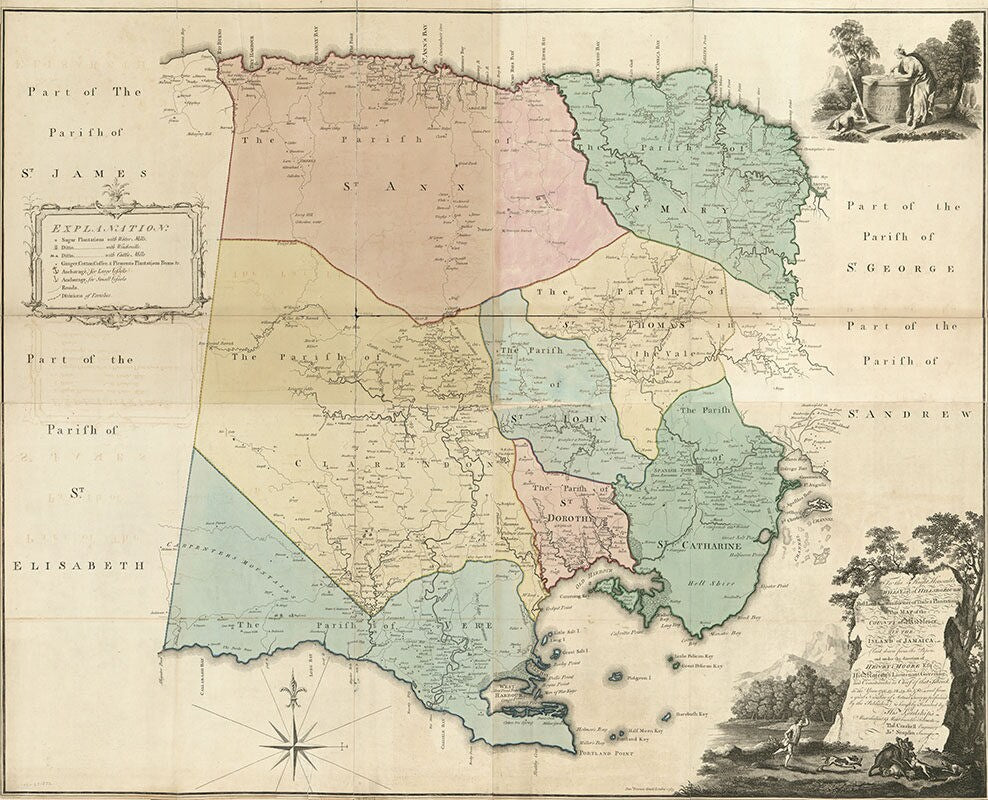 1763 Map of Middlesex County Jamaica