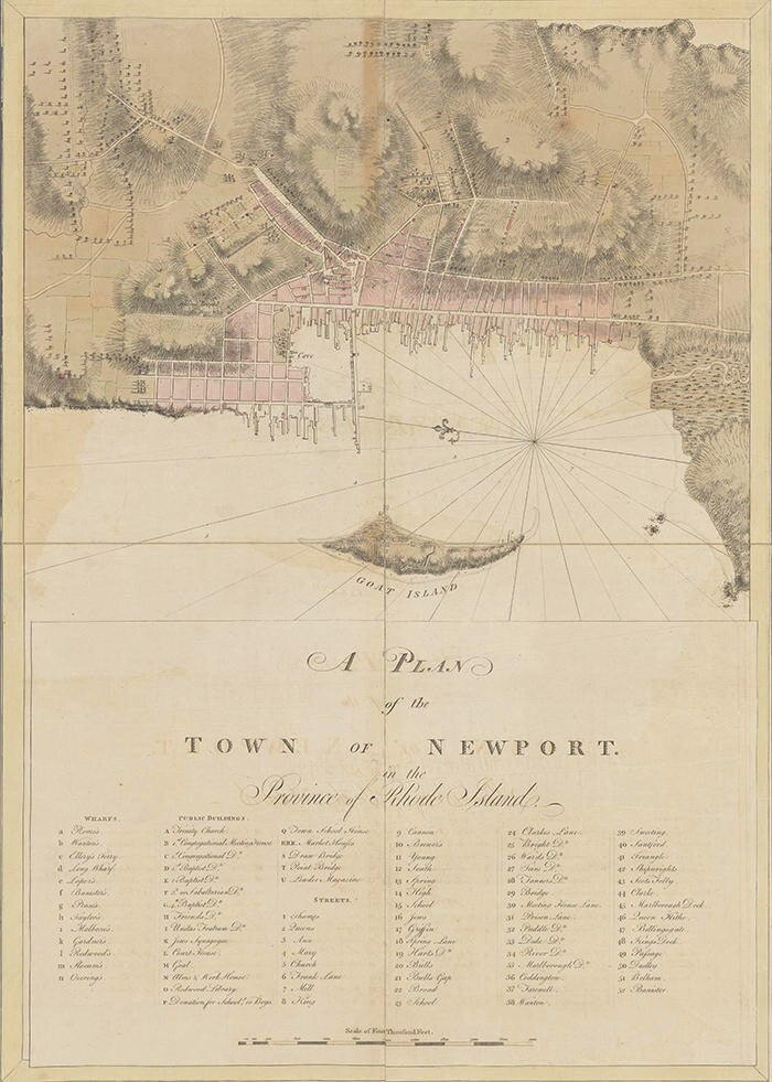 1776 Map of the Town of Newport Rhode Island