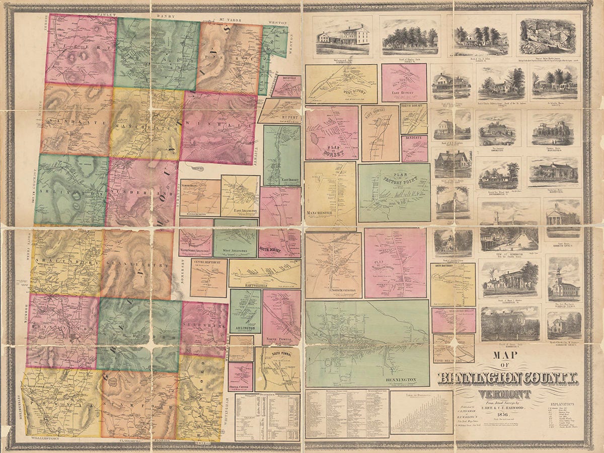 1856 Map of Bennington County Vermont