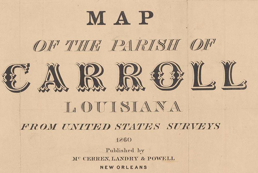 1860 Map of the Parish of Carroll Louisiana