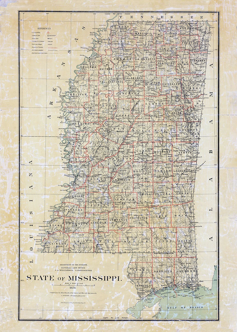 1878 Map of Mississippi