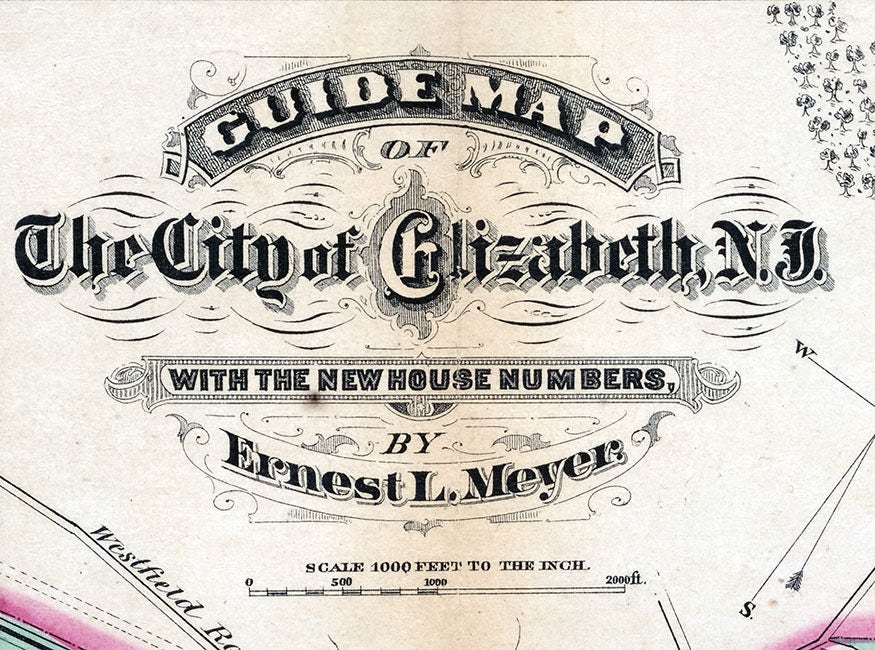 1874 Map of Elizabeth New Jersey