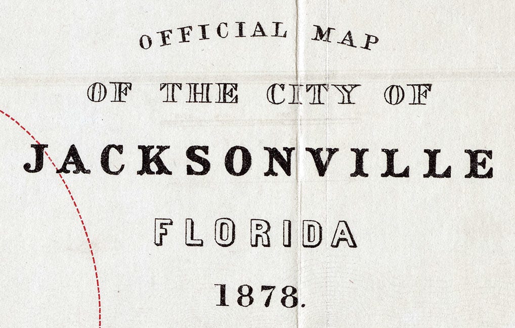 1878 Map of The City Of Jacksonville Florida
