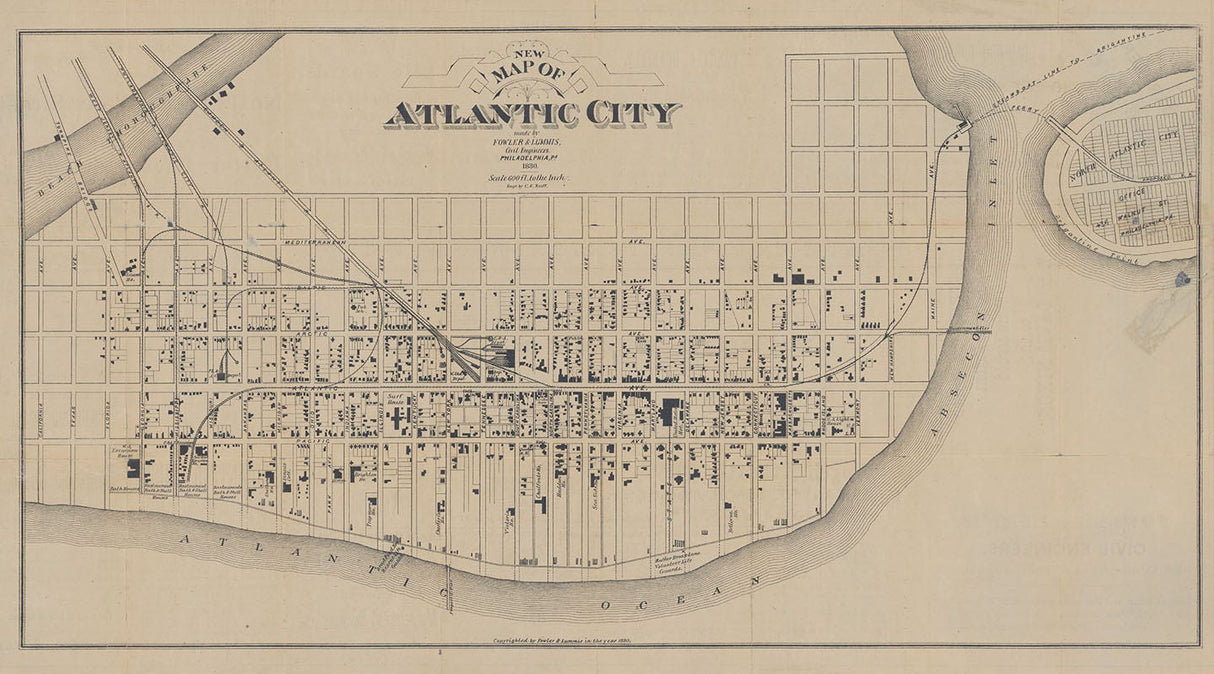 1880 Map of Atlantic City New Jersey