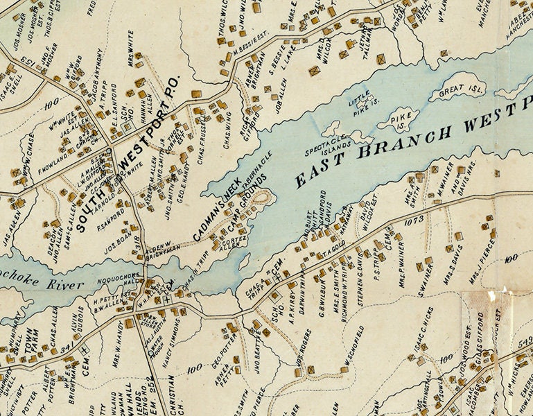 Early 1900s Map of Westport Massachusetts