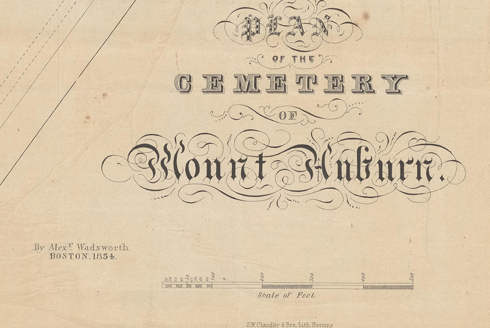 1854 Map of the Cemetery of Mount Auburn