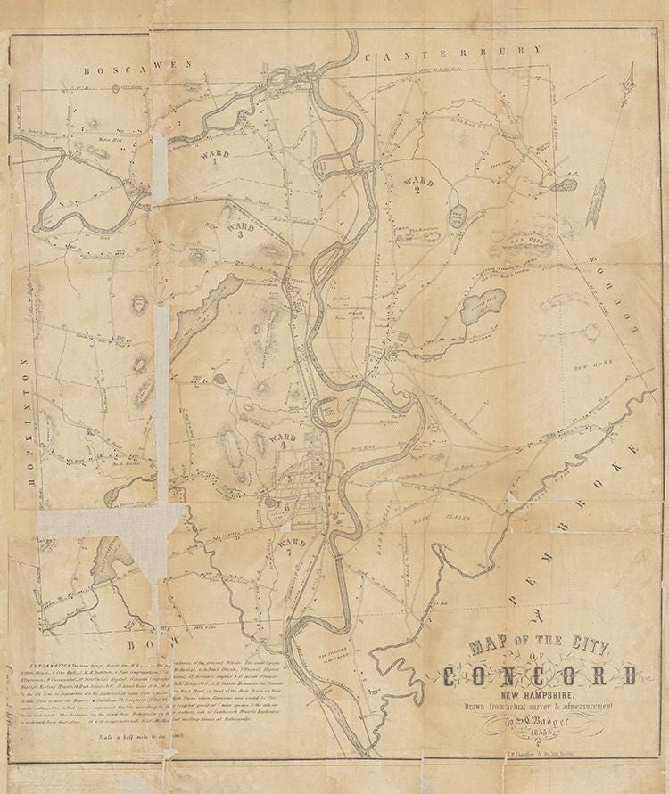 1855 Map of Concord New Hampshire