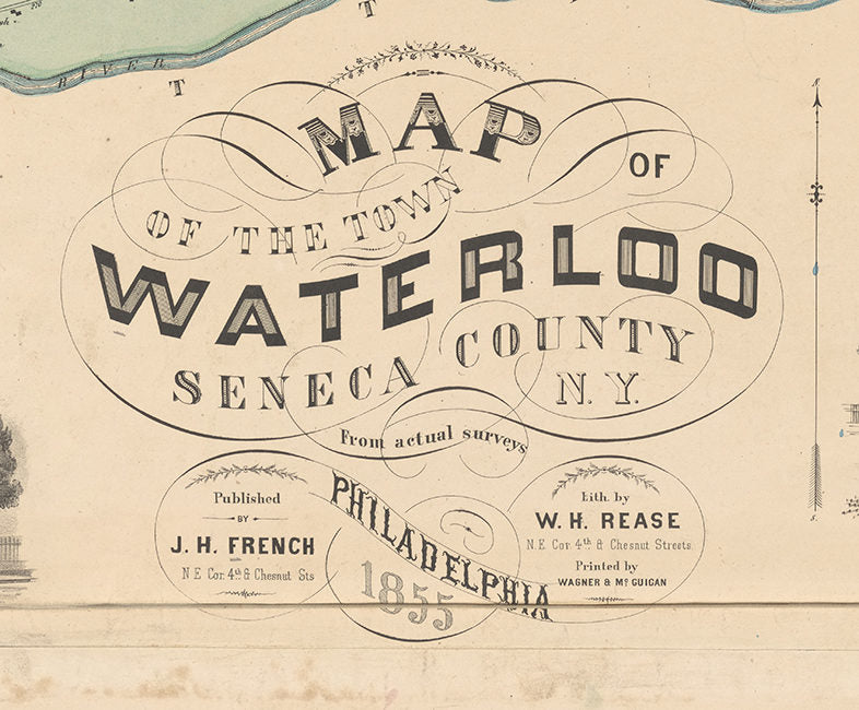 1855 Map of Waterloo Seneca County New York