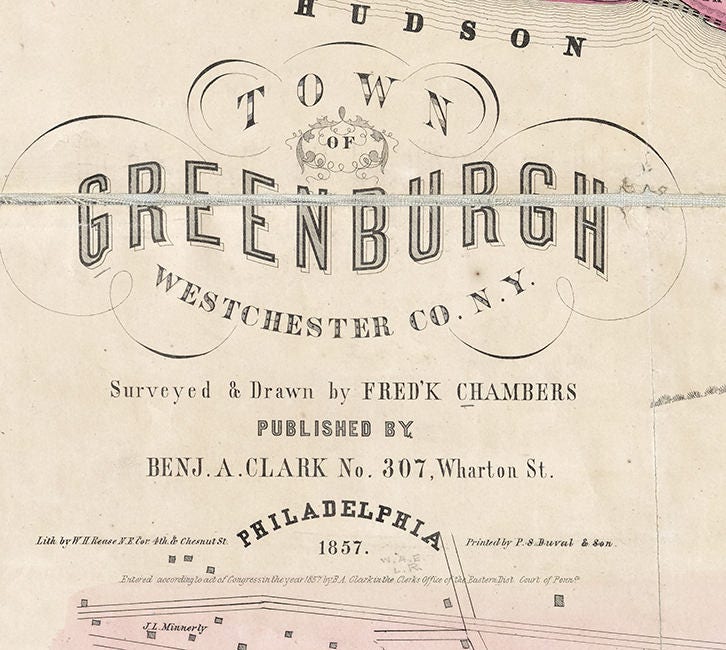 1857 Map of Greenburgh Westchester County New York