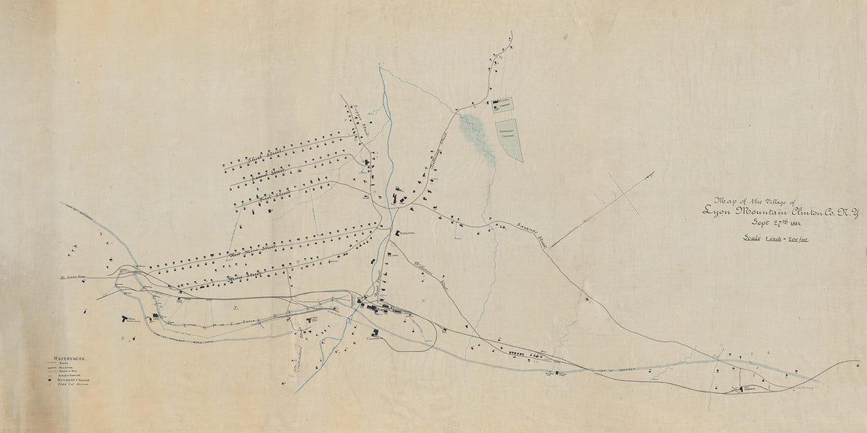 1884 Map of Lyon Mountain Clinton Co New York