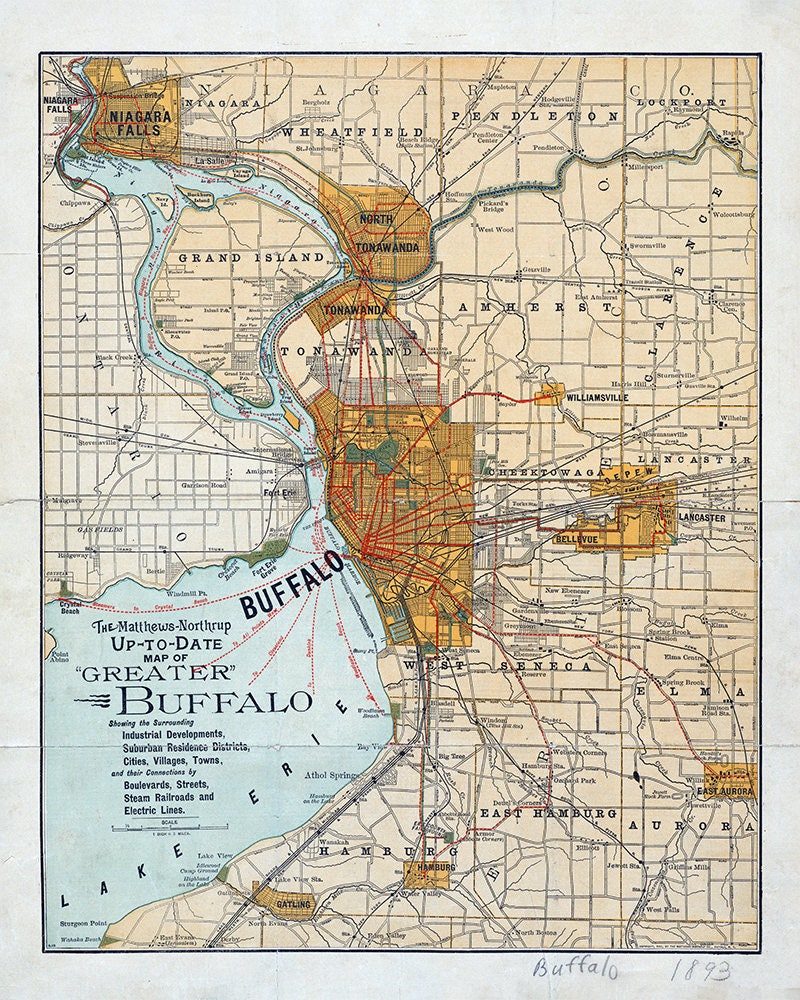 1893 Map of Buffalo New York Area