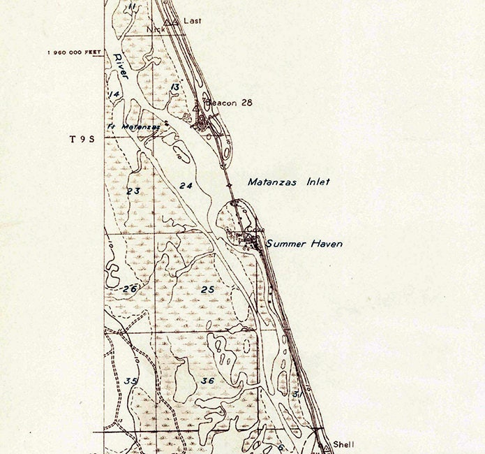 1927 Topo Map of Matanzas Florida Quadrangle