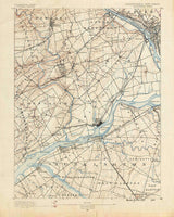 1890 Topo Map of Burlington PA Quadrangle Bucks County