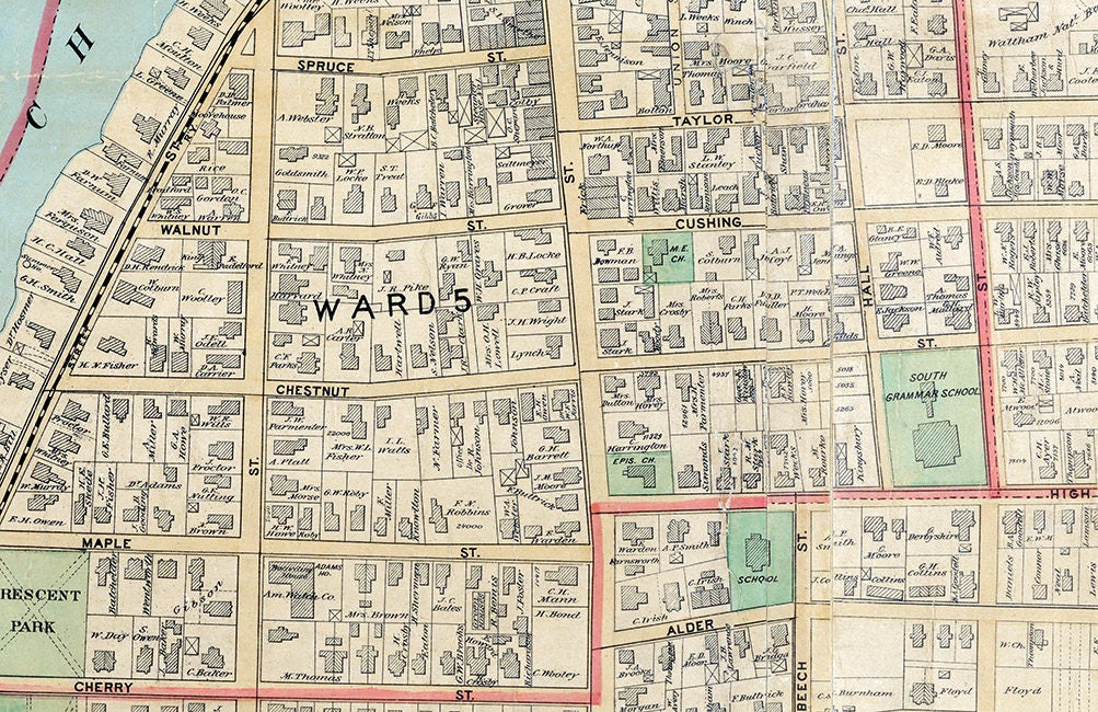 1886 Map of Waltham Massachusetts
