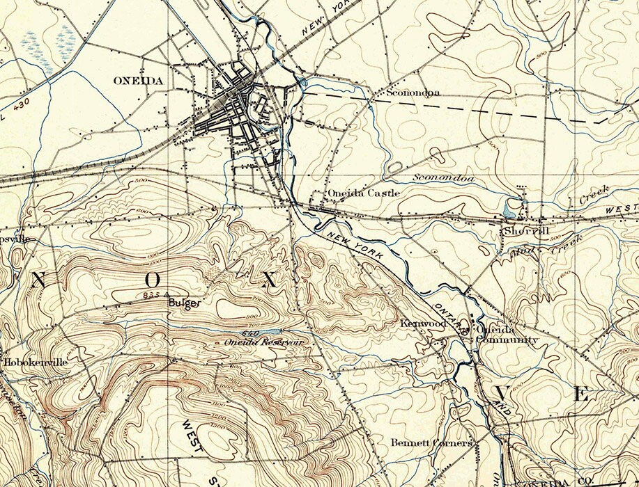 1895 Topo Map of Oneida New York Quadrangle