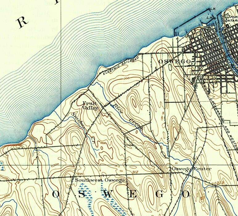 1895 Topo Map of Oswego New York Quadrangle