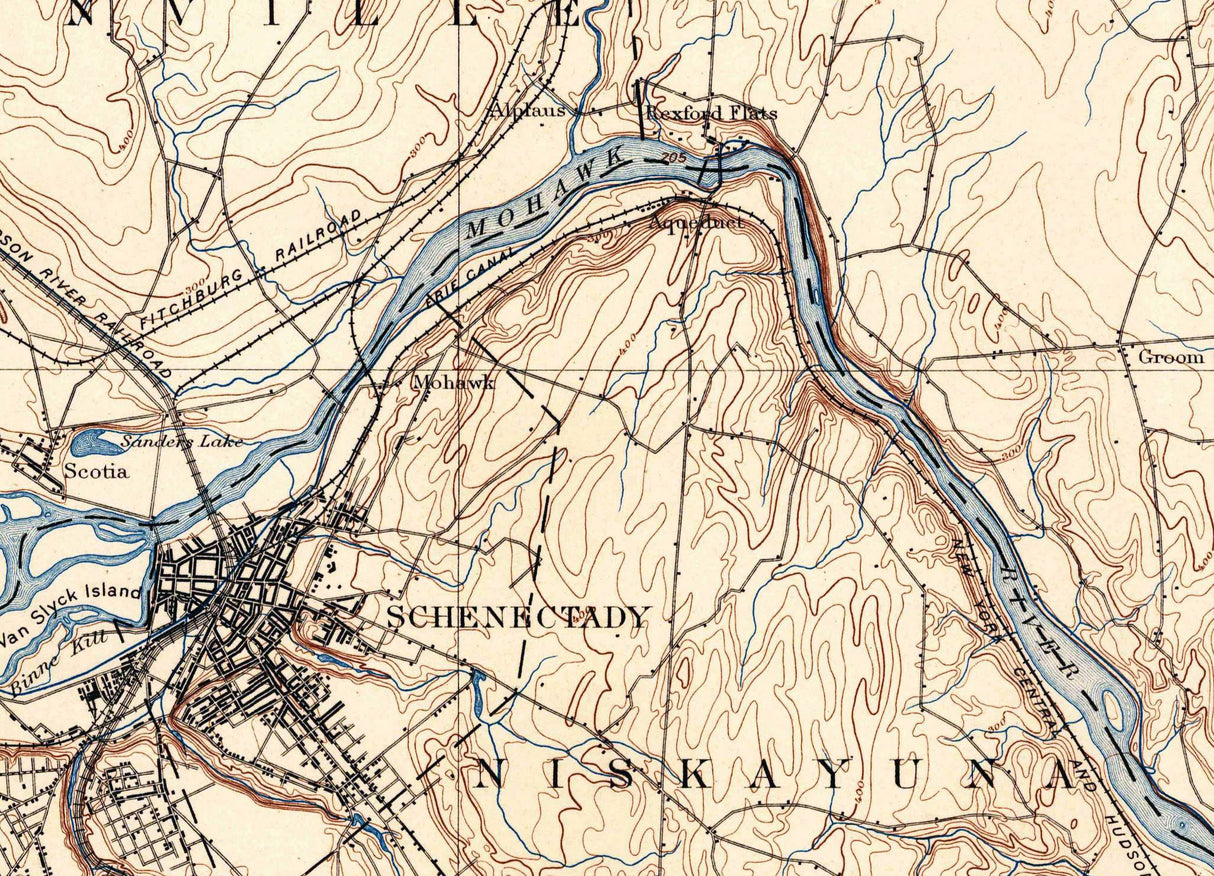 1895 Topo Map of Schenectady New York Quadrangle