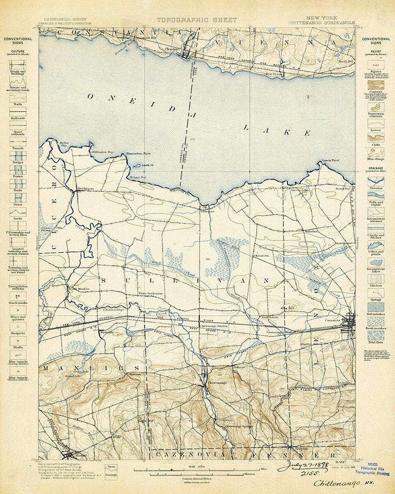 1898 Topo Map of Chittenango New York Quadrangle