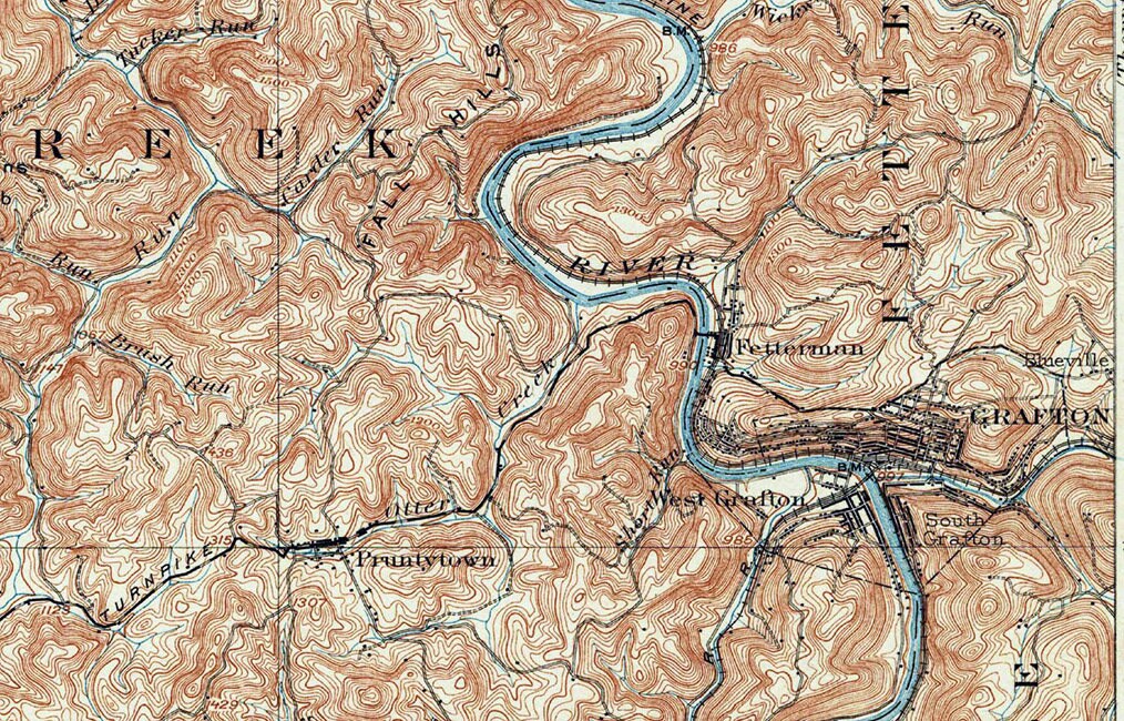 1902 Topo Map of Fairmont West Virginia Quadrangle