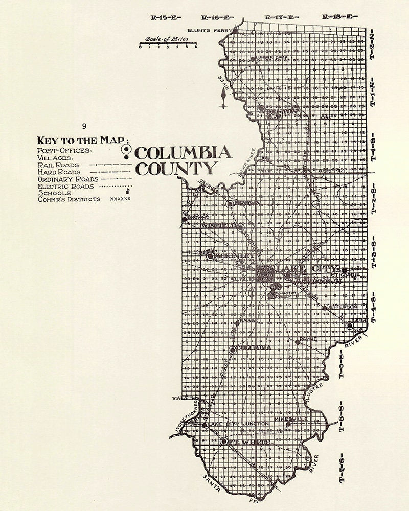 1914 Map of Columbia County Florida