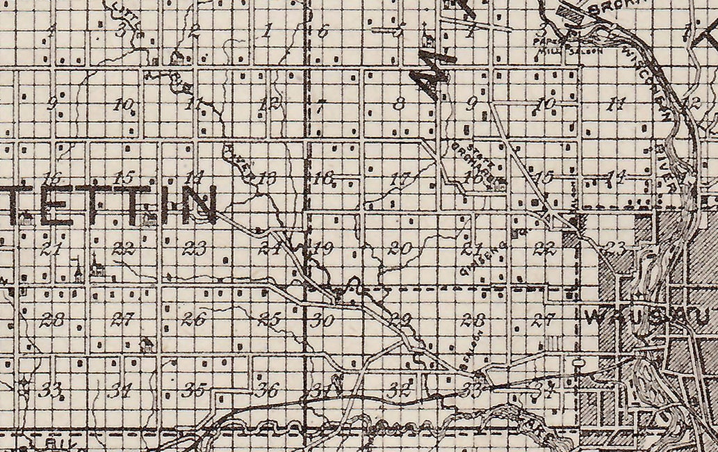 1913 Farm Line Map of Marathon County Wisconsin