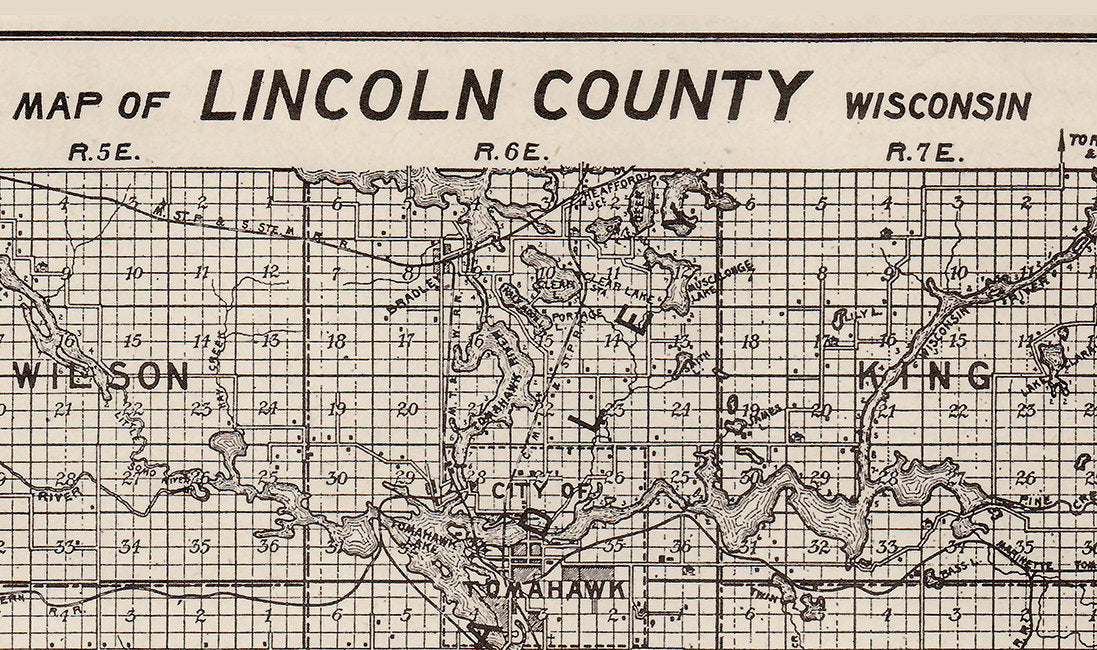1914 Farm Line Map of Lincoln County Wisconsin