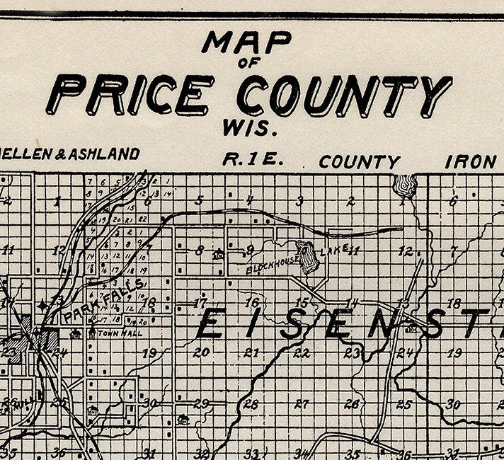 1914 Farm Line Map of Price County Wisconsin