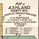 1917 Farm Line Map of Ashland County Wisconsin