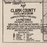 1917 Farm Line Map of Clark County Wisconsin Research Map