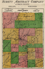 1917 Farm Line Map of Price County Wisconsin