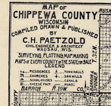 1918 Farm Line Map of Chippewa County Wisconsin