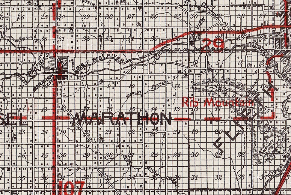 1926 Farm Line Map of Marathon County Wisconsin