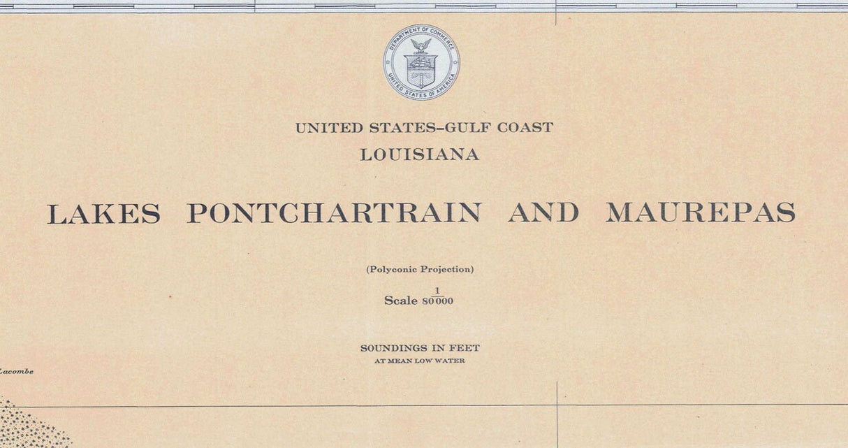 1934 Map of Lake Pontchartrain and Maurepas New Orleans