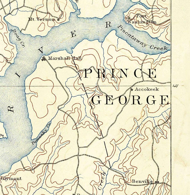 1890 Topo Map of Mount Vernon Virginia Quadrangle