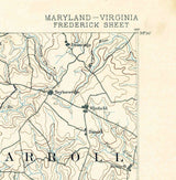 1893 Topo Map of Frederick Maryland Quadrangle