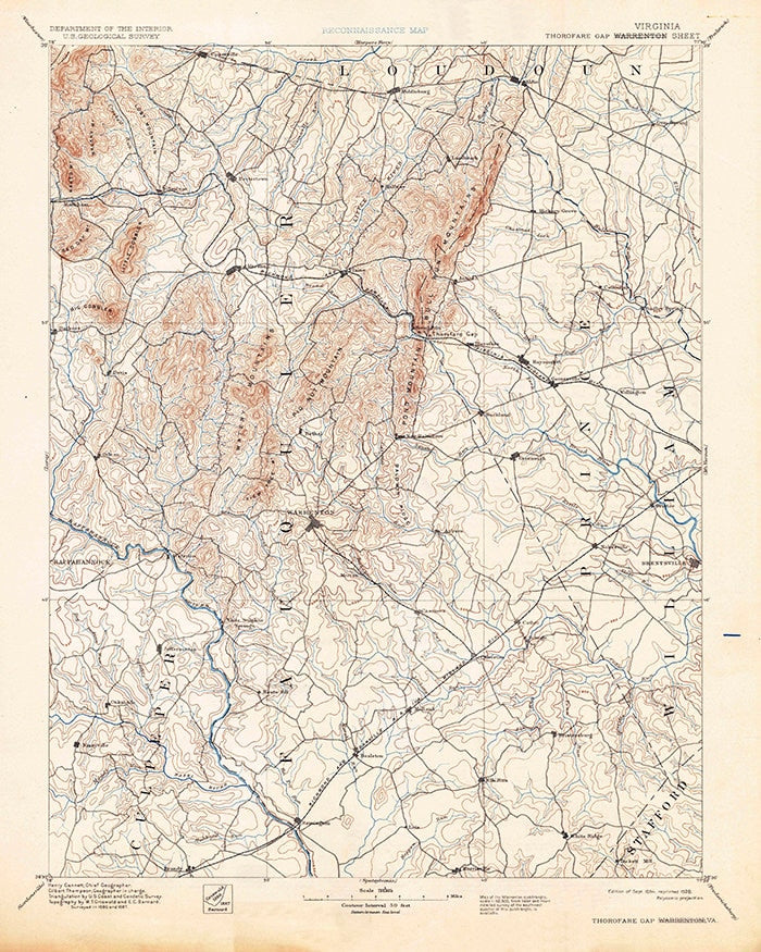 1894 Topo Map of Thorofare Gap Virginia Quadrangle