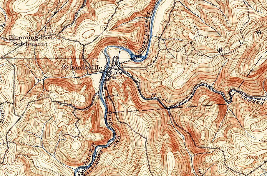 1900 Topo Map of Accident Maryland Quadrangle Deep Creek Lake