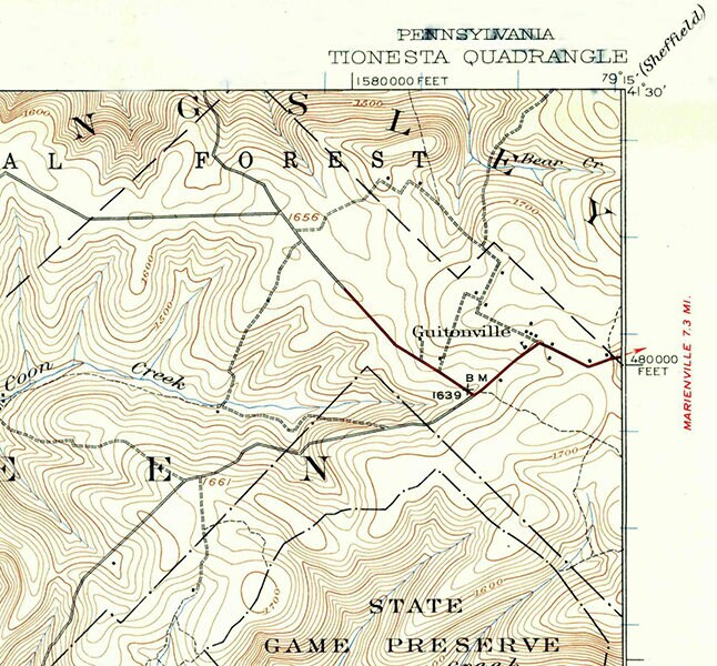1922 Topo Map of Tionesta Pennsylvania Quadrangle